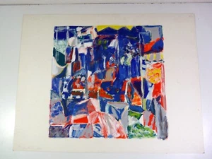 Gouache abstraite sur carton XX° signée Patrice COLLECINI 1986, tampon sec - Picture 1 of 9
