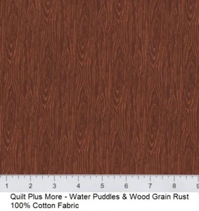 Water Puddles & Wood Grain Rust 100% Cotton Fabric by the 1/4 yard - Picture 1 of 1