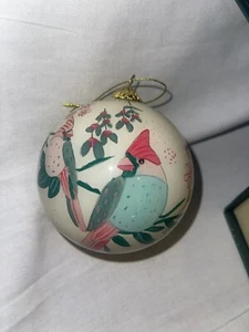 Pier 1 Imports Li Bien Christmas Ornament 2019 Cardinal Birds Under Mistletoe - Picture 1 of 3