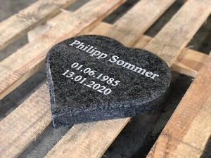 Grabstein Herzform 30x40x4 ,Grabherz inkl. Inschrift, Versand & MwSt. 40x30x4 cm - Bild 1 von 10