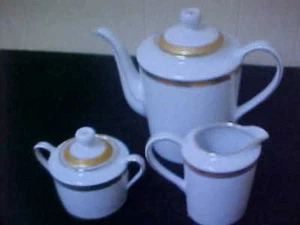Cafetera, crema y azúcar ruleta Bernardaud Limoges - Imagen 1 de 3