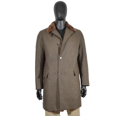 Chaqueta Abrigo Para Hombre Loro Piana 44US/UK 54IT Marrón Lana y Cachemira Gamuza Piel Nutria Foto 1 de 4