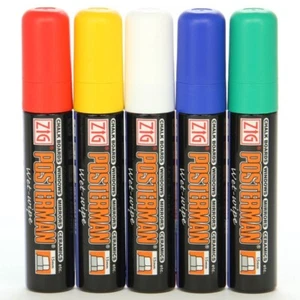 15MM ZIG POSTERMAN ASSORTED CHALK PENS - WET WIPE X 5 - Imagen 1 de 4