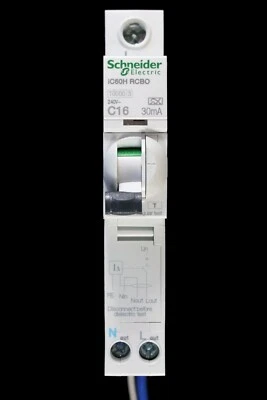 SCHNEIDER 16 AMP CURVE C 10kA 30mA RCBO TYPE A IC60H A9D11816 ACTI9 - Image 1 of 4