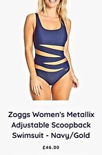 Zoggs Women's Metallix Adjustable Scoopback Swimsuit - Navy/Gold  Size8