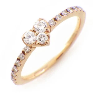 Anillo Ponte Vecchio Pinky Corazón Medio Círculo Diamante Oro Rosa 750 US3.75 - Imagen 1 de 8
