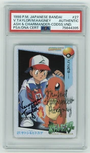 PSA Signed Veronica Taylor Micheal Haigney Ash & Charmander 27 Pokemon Carddass - Picture 1 of 2