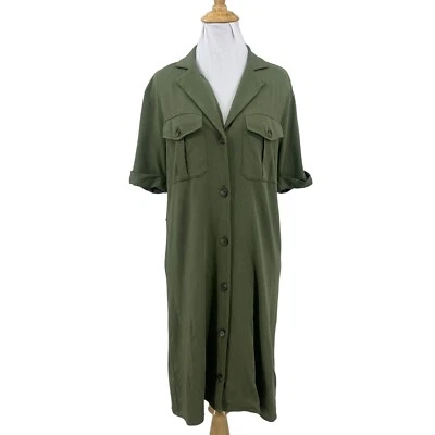 Vestido Camisa Joie Jadallah Algodón Mujer S Pequeño Manga Corta Botón Delantero Verde Foto 1 de 4