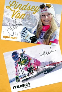 Lindsey VONN - Mikaela SHIFFRIN (1) 2 foto cartolina - copie stampa + cartolina Mondiali sci omaggio - Foto 1 di 1