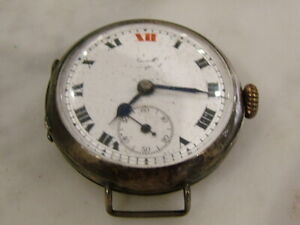 WW1 ERA RED 12  HM1917 SILVER OFFICERS TRENCH WRISTWATCH SWISS MADE WORKING 