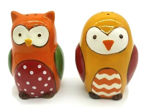 Sandra Lee Owl Salt and Pepper Shaker Set Red Orange Gold - Picture 1 of 6