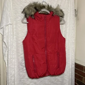 Liz Claiborne Faux Fur Hooded Puffer Vest Womens Size Medium - Picture 1 of 13