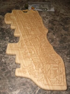 Bamboo CHICAGO shaped map Cutting & Serving Board LASER ETCHED tray NEW - Picture 1 of 1