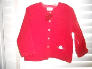 Jacadi Girl's Adorable Paris Red Fleece Cardigan Jacket~6a - Picture 1 of 3