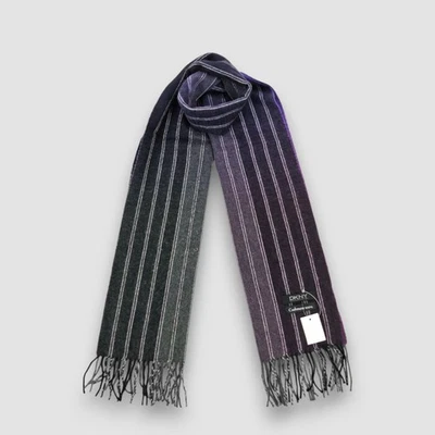 Vintage DKNY Cashmere Scarf Donna Karan Muffler Striped Neckwear Winter Scarves - Image 1 of 4
