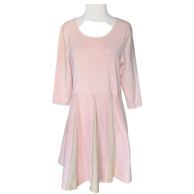 Vestido Suéter Plisado Línea A Bloque Metálico Mujer Tejido Manga 3/4 Otoño Conjunto XL Foto 1 de 4