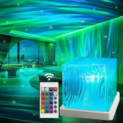 Wireless LED Ocean Wave Aurora Projector Night Light 16 Colors Lamp Rechargeable - Image 1 of 4
