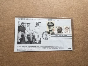US 1985 WWII CIC FDC =Adm Nimitz +Gen MacArthur +Pre FDR +Matching Photo Cachet - Picture 1 of 2