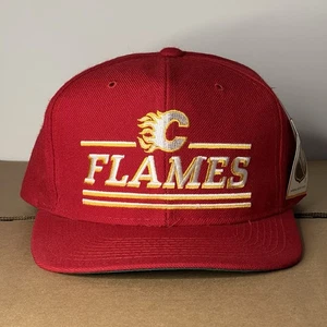 Vintage Calgary Flames Hat Cap Snapback Mens Red Yellow Wool NHL Starter 90s - Bild 1 von 6