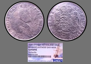 1648 DATED Netherlands 1 Ducaton Hollandia Shipwreck Coin NGC Graded Beautiful - Picture 1 of 9