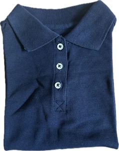 Two School Uniform Shirts ~ Child Size XS ~ Short Sleeve Navy Blue ~ 100% Cotton - Picture 1 of 11