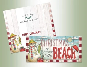 Performing Arts Christmas at the Beach Long Card with Glitter Embellishment - Picture 1 of 1