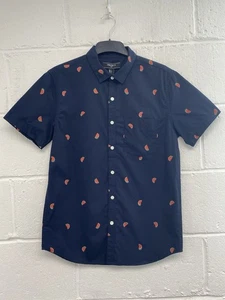 Forever 21 Navy Blue Short Sleeve Shirt Watermelon Design Size S PWB - Picture 1 of 5