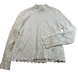 Coldwater Creek Damen Spitzen Oberteil Langarm Stehkragen Bluse Größe M - Bild 1 von 6