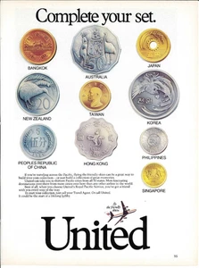 1987 UNITED Airline Jet Plane Coin Collection Vintage Magazine Print Advertising - Picture 1 of 1
