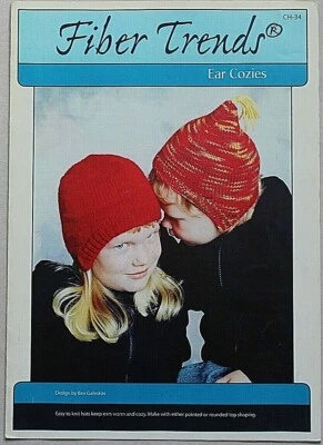Fiber Trends Child's  Hats Knitting Pattern Leaflet CH 34 - Image 1 of 2