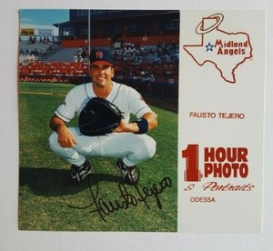 1995 MIDLAND ANGELS FAUSTO TEJERO ROOKIE OFFICIAL 5.5"X5" 1 HOUR PHOTO AUTO