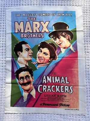 Marx Brothers Animal Crackers Wesco-Reltex MOVIE POSTER 1982 Fabric 22x30 - Image 1 of 4