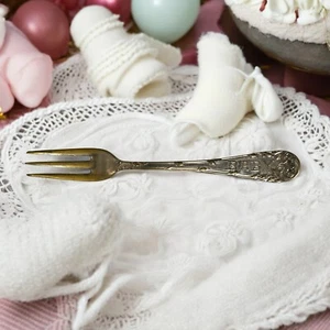 Antique Victorian Silver Plated Baby Fork Handled Embossed Word Baby - Picture 1 of 5