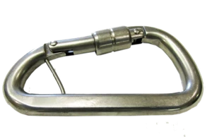 8mm STAINLESS STEEL MARINE ASSYMETRIC CARBINE HOOK with LOCKING SLEEVE boat rope - Picture 1 of 2