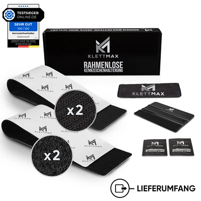 Klettmax® - Kennzeichenhalter - Klett - Auto - Rahmenlos - Für zwei Kennzeichen - Bild 1 von 4