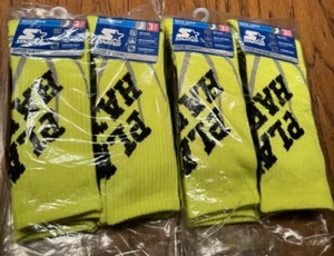 12 Pairs Boys STARTER DRI STAR Crew Sock Shoe Size L( 3-9 ) Volt Black PLAY HARD - Picture 1 of 5