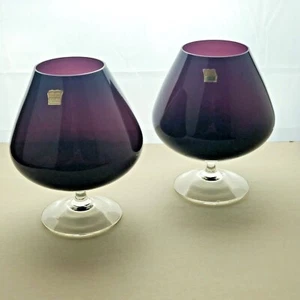 Set of two Samlands Kunstglas Sweden Glass Purple Snifter Glassware - Picture 1 of 3