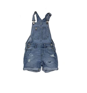 Gap Girls Size M (8) Distressed Denim Jeans Overall Shortall - Picture 1 of 3