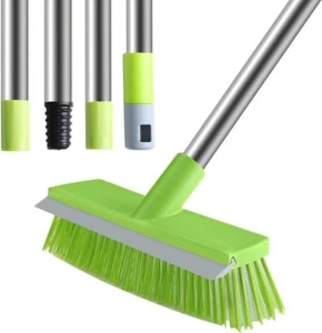 Floor Scrub Brush with Rubber Blade-54 Inches, Stiff Bristles Deck Brush - Picture 1 of 7