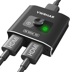 HDMI Splitter, HDMI Switch 4K@60Hz, Aluminum HDMI Splitter 2 in 1 Out / 1 in 2 - Picture 1 of 12