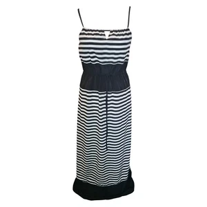 Romeo & Juliet Black White Striped Maxi Dress Size M Spaghetti Strap Casual - Picture 1 of 6