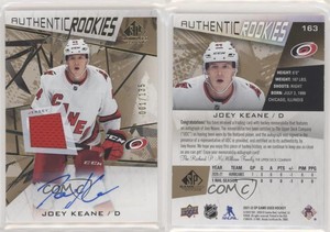 2021 SP Game Used Authentic Rookies Gold Jersey /135 Joey Keane Rookie Auto RC