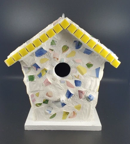 Hand-Crafted Colorful Mosaic Bird House DECOR ONLY PIECE Cover