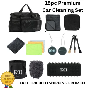 K&H Supreme Interior & Exterior Car Cleaning Detailing Kit 15 Pieces Gift Set UK - Picture 1 of 13