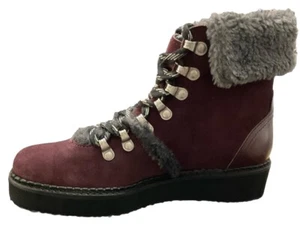 Very Volatile Women’s Size 7.5 Burgundy Leather Fur Hiking Boots. LSH183 - Picture 1 of 7