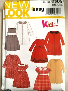 New Look Pattern 6309 Girls Long Short Sleeve Dresses Sizes 3 4 5 6 7 8 - Picture 1 of 2
