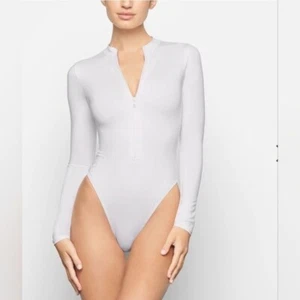 SKIMS Swim Zip Front Long Sleeve One Piece Swimsuit Marble Womens 3X - Picture 1 of 15