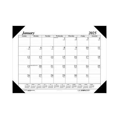2025 House of Doolittle Economy 22" x 17" Monthly Desk Pad Calendar White/Black