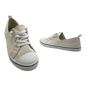 MAURICE Womens 10 Canvas Slip On Sneakers Casual Minimalist Classic WHITE NEW - Picture 1 of 19