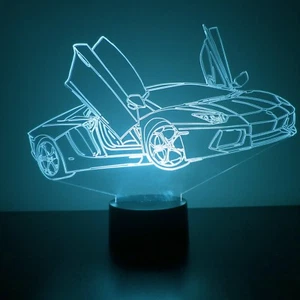 Sports Car LED Night Light - Personalized FREE - 16 Color LED w/ Remote - Picture 1 of 9